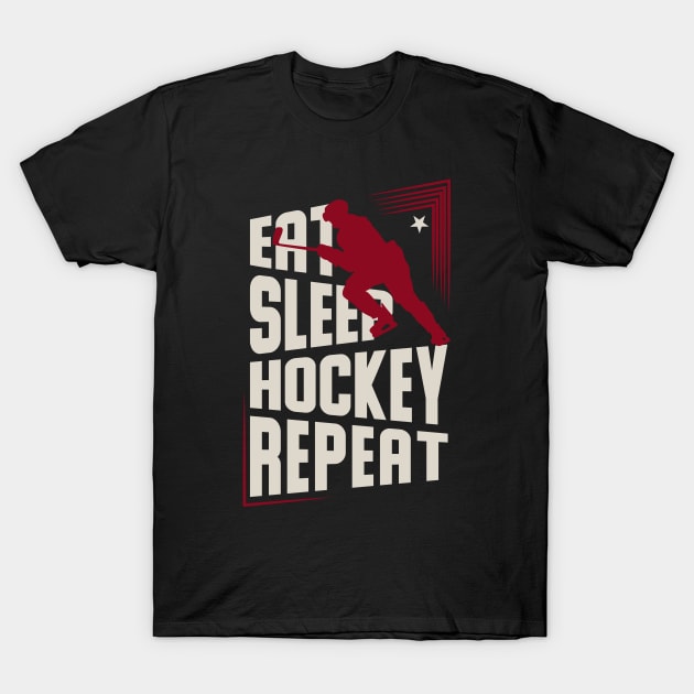 Eat Sleep Hockey Repeat - Funny Ice Hockey T-Shirt by Tesszero